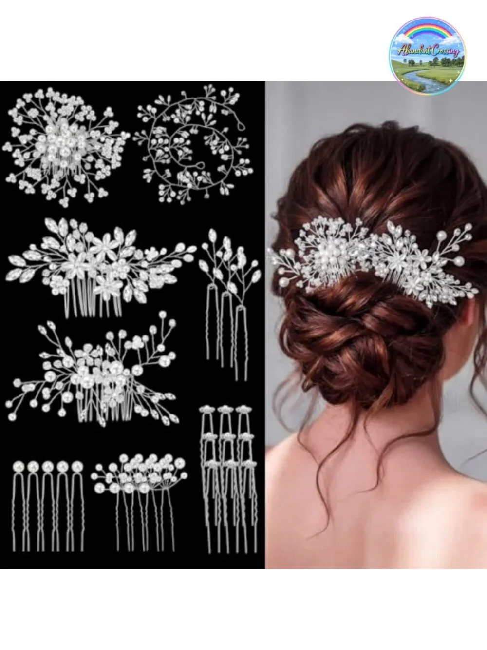44 Pc Faux Pearl Crystal Hair Comb Set Wedding Bridal Hair Accessories